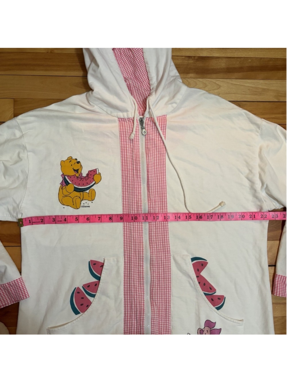 Vintage 90s Disney Winnie the Pooh Watermelon Zip Lounge Robe - Size M - Picture 9 of 14
